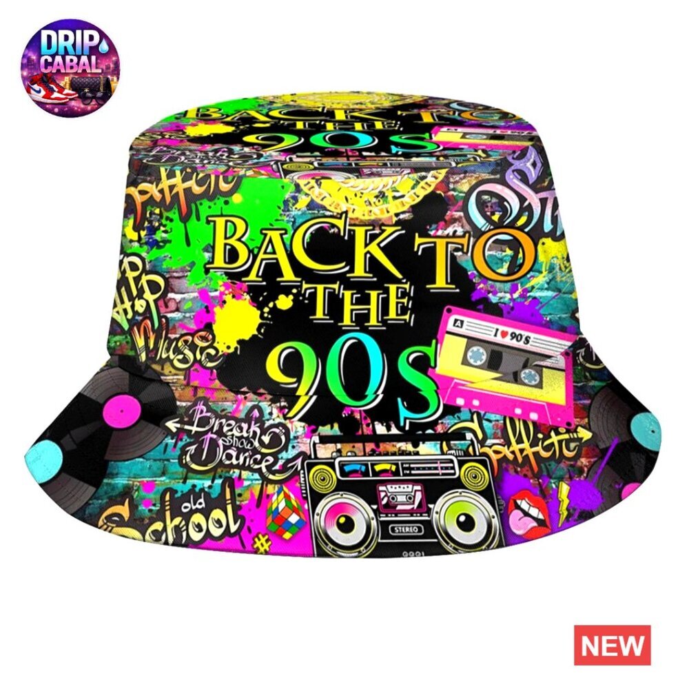 Retro 80s 90s Bucket Hat Packable Sun Cap Fishing Hat